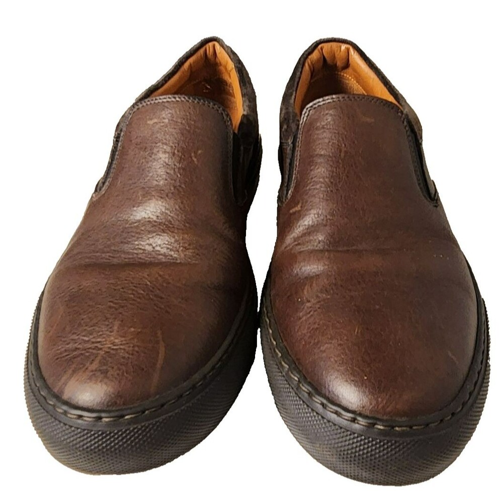 Frye Owen Gore Mens Shoes 8.5 M Charcoal Grey Leather Slip On Made In Italy 8.5